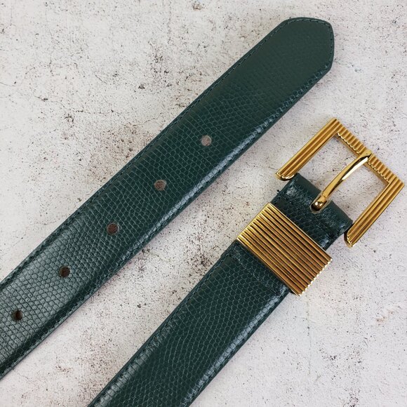 Vintage Cipriani Leather Belt Glazed Cowhide Art Deco Minimalist Preppy size S main image 7